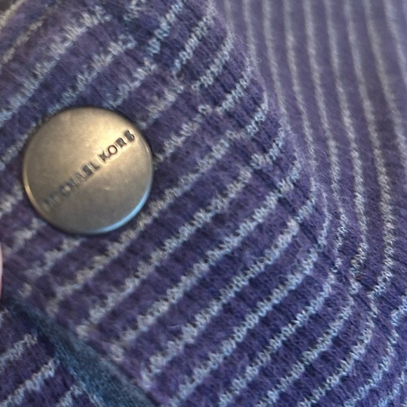 Michael Kors Sweater Mens XXL Mock Neck 1/4 Button Pullover Stretch Blue Striped - Picture 4 of 9